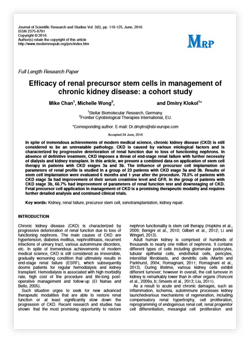 Efficacy Of Renal Precursor Stem Cells In Management Of Chronic Kidney ...